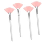 Veemoon Set 4 Pennelli a Ventaglio per Viso Manico, Spazzole per Trucco in Nylon Morbido per Fondotinta, Fard e Cipria, Strumenti per Make-up Donne e Ragazze, Kit Professionale