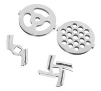 Veemoon Set 4 Pezzi Parti per Tagliacarne Elettrico in Acciaio Inox e Ferro, Dischi e Lame per Tritacarne Domestico, Accessori per Macinatura Carne in Cucina