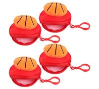 Veemoon Set 4 Portamonete Sportivi in Peluche a Forma di Pallone da Basket Rosso, Custodia Sferica con Cerniera per Auricolari e Soldi, Portafoglio Kawaii Compatto per Viaggi e