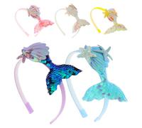 Veemoon Set 5 Pezzi Cerchietti Glitterati e Fermagli per Chioma a Conchiglia, Fascia Costume Sirena, Accessori per Feste Compleanno e Bomboniere Tema Mare Bambine