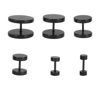 Veemoon Set 6 Paia Orecchini a Bottone Uomo in Acciaio Titanio Nero Punk, Kit Orecchini Falsi Vite per Orecchie Sensibili, Diversi Diametri 3-14mm per Stile Alternativo Quotidiano