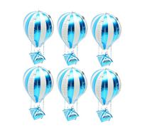 Veemoon Set 6 Palloncini Mongolfiera Gonfiabili in Foglio di Alluminio Blu, Decorazioni 3d per Feste di Compleanno, Forniture Tema Aereo per Eventi e Party