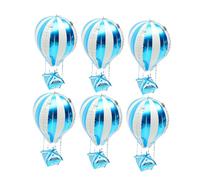 Veemoon Set 6 Palloncini Mongolfiera in Alluminio 4d Blu, Decorazioni per Feste di Compleanno, Addobbi per Party, Decorazione Tridimensionale Facile da Gonfiare per Eventi e Shower