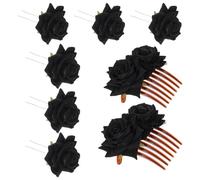 Veemoon Set 8 Pezzi Accessori Chioma da Sposa Rose Finte Forcine e Pettini a Forma di Rosa Neri Copricapo Leggero e Comodo per Matrimoni Damigelle e Occasioni Speciali