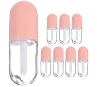 Veemoon Set 8 Pezzi Tubetti Vuoti Lucidalabbra 5ml Rosa, Mini Flaconi Trasparenti per Balsamo Labbra e Olio Labbra, Contenitori Cosmetici da Viaggio in Plastica Resistente