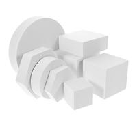 Veemoon Set 8pezzi Alzatina Legno Cubi Geometrici in Schiuma Bianco per Photo Props For Cosmetics e Gioielli, come Sfondo Fotografico Decorativo e Accessori Portatili