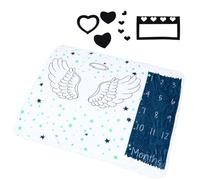 Veemoon Set Coperta Mensile per Ragazzo Ragazza in Flanella, Coperta Fotografica e Cornice Cuore Nera, Accessorio per Foto e Ricordo per Battesimo e Regali Nascita, Lavabile in Lavatrice