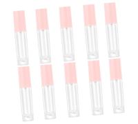 Veemoon Set Da 10 Tubi Lucidalabbra Vuoti Mini 3ml in Abs Trasparente Tappo Rosa Per Cosmetici, Contenitori Portatili Per Lucidalabbra Fai Da Te, Adatti Per Viaggi e Uso Quotidiano