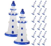 Veemoon Set da 20 Mini Fari in Resina Mediterranei Decorativi, Ornamenti da Scrivania e Micro Paesaggistica, Statuette Compatte per Arredamento Casa e Accessori per Bambole