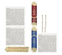 Veemoon Set da 3 Mezuzah per Porta con Custodia in Metallo Dipinta Rossa, Blu e Beige, Pergamena Kosher di Benedizione Ebraica per Ingresso, Decorazione per Casa e FESTIVITÀ