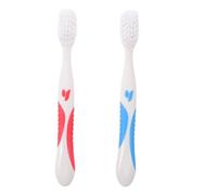 Veemoon Set di 2 spazzolini per protesi dentarie con doppia testina e | Manico angolato antiscivolo, per la pulizia di dentiere, apparecchi di contenzione e protesi orali, portatile per viaggi e