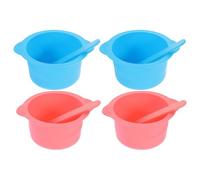 Veemoon Set di 4 contenitori per cera depilatoria in silicone con spatole. | Set di ciotole in silicone per sciogliere la cera, resistenti al calore, ideali per cera depilatoria, maschere per il viso,