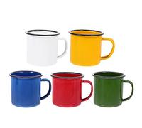 Veemoon Set Di 5 Tazzine Smaltate in Metallo Per Caffè e Tè - Colorate e Ideali Per Campeggio - Picnic e Uso Quotidiano Resistente e Leggero Design Vintage e Rustico