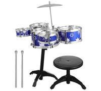 Veemoon Set di Batteria per 3-5 Anni 21 Pollici 5 Tamburi e Sgabello, Strumenti Musicali a Percussione per Giovani Musicisti, Giochi Educativi per Sviluppo Ritmico e Creativo