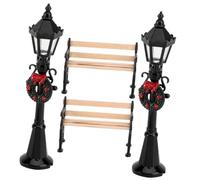 Veemoon Set di Mobili in Miniatura 4 Pezzi per Casa delle Bambole in Scala 1/12 Lampioni e Panchine Realistici, Decorazione Fai-da-te Leggera e Resistente per Modellismo e Miniature