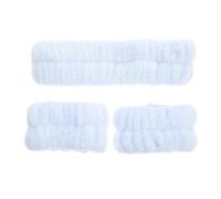 Veemoon Set Fasce Elastiche per Chioma e Polso in Morbido Pile Azzurro, Fascia per Lavaggio Viso e Trucco, Accessori Beauty per Spa e Routine Skincare