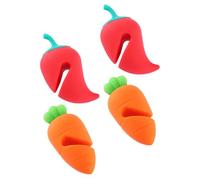Veemoon Sollevatori per Coperchi in Silicone a Forma di Carota e Peperoncino, Set 4 Pezzi Portacoperchi Anti-Rovesciamento per Pentole, Rilasciatore di Vapore Multiuso per Cucina
