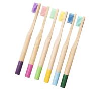 Veemoon Spazzolini per 6 Pezzi Setole Morbide Manico in Bamboo Colorato Spazzolino Ecologico per Pulizia Completa e Igiene Orale Quotidiana