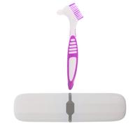 Veemoon Spazzolino per Protesi Dentarie Bifacciale con Custodia da Viaggio Compatta, Set Portatile la Pulizia Delicata di Dentiere e Apparecchi di Contenzione, Accessorio Igienico
