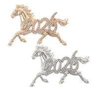 Veemoon Spilla a Forma di Cavallo dello Zodiaco 2026 con Strass, Set da 2 Pezzi in Metallo Dorato e Argento, Gioiello per Abbigliamento, Sciarpe e Cappelli, Accessorio Feng Shui