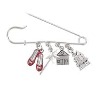 Veemoon Spilla da Bavero a Tema Magico Bacchetta e Castello, Fermagli per Mantello in Metallo, Accessorio Versatile per Feste e Regali per Donna