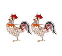 Veemoon Spilla Smaltata Animale dello Zodiaco Gallina 2 Pezzi, Accessorio Versatile in Lega Cristalli, Design Unico e Divertente per Donne, Regalo Originale