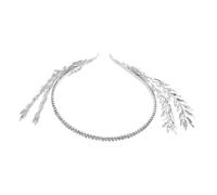 Veemoon Sposa Elegante Con Cristalli e Foglie Accessorio Per Da Cerimonia Argento Headband Per Matrimonio Headpiece Bridal Per Bride to Be