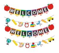 Veemoon Striscione di Benvenuto per Ritorno a Scuola 4 Pezzi Bandiere da Appendere Scritta Welcome" Decorazioni per Aula e Festa Scolastica Colori Brillanti e Resistente al Colore