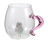 Veemoon Tazza da Caffè in Vetro Trasparente 400 Ml con Statuetta Orso Polare Interna Manico a Forma di Cuore Tazza da Tè Natalizia per Feste e Decorazioni Casa Ufficio