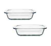 Veemoon Teglia da Forno in Vetro 0,9L e 1,1L Set da 2 Pezzi, teglia Quadrata per Pizza e Riso, Utensili da Cucina Multiuso, Resistente e Facile da Pulire, Adatta per Forno e Servizio tavola