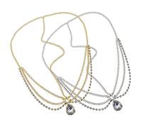 Veemoon Testa Accessori da Cristalli Catena e Pezzi Donna 2 Set la Oro Confortevole Argento Copricapo Leggero per Chioma da Sposa per Matrimoni, Feste e Cerimonie