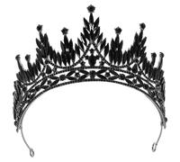 Veemoon Tiara Corona Nuziale Nera Barocca Strass Scintillanti, Fascia per Chioma Sposa Vintage per Matrimonio e Feste, Copricapo Elegante per Celebrazioni e Festival