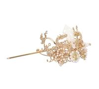 Veemoon Tradizionale Forcina Capelli con Bastoncino Vintage Corona Cinese Hanfu con Perle Artificiali Fermaglio Elegante per Acconciature Raccolte Accessorio Sposa per Matrimoni e Feste di