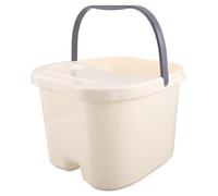 Veemoon Vasca da Bagno per Pediluvio Massaggiante con Ciottoli, Bacinella Portatile Bianca con Coperchio Termoisolante, Vasca Spa Profonda da 24 Cm per Relax Piedi a Casa e Ufficio