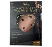 Veera Fashion Collant fantasia 70 DEN, Cuori, Taglia XL Nero
