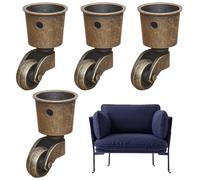 Veesper 4pcs da 1, 5 Pollici a Forma di Tazza di Ruote per Alberi per Sedia da Ufficio, Mobile e Divano, Ruote di rulli in Metallo per Pavimenti in Legno, rotelle di Sostituzione dei mobili Fai-da-Te