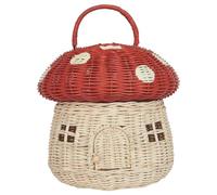 Veesper Cesto da 11 Pollici a Forma di casa con Coperchio Cesto di Rattan Decorativo Portatile con Oggetti di Fotografia a Manico Gift per Bambini, Cesto per Bambini, Cesto a Forma di Rattan