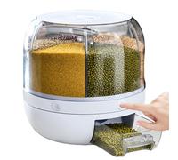 Veesper Distributore di lenticchie, contenitori di stoccaggio della cucina a grana di grande capacità 6 griglie a 360 ° distributore di riso cereali rotabili con coperchio per fagioli bianchi bianchi