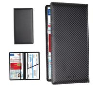 Veesper Portadocumenti per auto in pelle PU con chiusura magnetica, organizer da 9, 5x5 pollici per assicurazioni e carte di registrazione, vano portaoggetti e cruscotto.