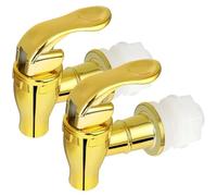 Veesper Rubinetto per Dispenser di Bevande, Rubinetto in plastica Dorata PP Senza perdite da 2 Pezzi con valvola, Parti di Ricambio per Dispenser di Acqua per succhi e Bevande
