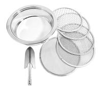 Veesper Setaccio per terriccio per Giardinaggio 1 3 6 9 Setaccio per Compost a Maglia fine da 12 mm impilabile in Acciaio Inossidabile con Pala per Roccia, Sporco, Sabbia e filtraggio del Terre