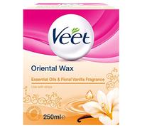 Veet, bottiglietta di oli essenziali e vaniglia floreale, cera calda utilizzabile in microonde, 250 ml.