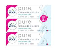 Veet Crema depilatoria Minima - Morbidezza lunga durata dopo la depilazione, pelli sensibili, tubo da 100 ml (confezione da 3)