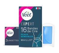Veet EXPERT - 16 strisce di cera fredda, maglia per pelli sensibili, finitura perfetta, depilazione a lunga durata