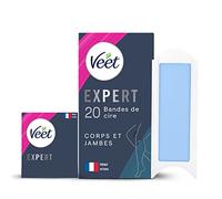 Veet EXPERT - 20 strisce di cera fredda per corpo e gambe, per pelli sensibili, finitura perfetta, depilazione a lunga durata