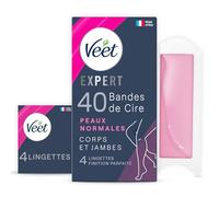 Veet Expert - 40 strisce di cera fredda per corpo e gambe, per pelli normali, finitura perfetta, per depilazione a lunga durata