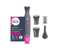 Veet Expert All-In-One Trimmer, Rasoio elettrico donna, Viso e parti intime, Epilatore elettrico donna 100% waterproof, 2 testine e 3 pettini guida, Rasatura ad alta precisione, Cordless