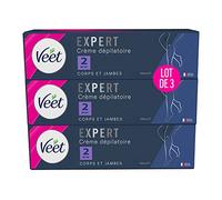 VEET Expert - Crema depilatoria peli tenaces, corpo e gambe, agisce in 2 minuti, confezione da 3 x 100 ml