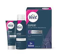 Veet Expert Kit di depilazione per zone intime del corpo, crema depilatoria donna 50 ml e schiuma multi-Benefici 50 ml
