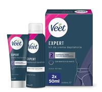 Veet Expert Kit di depilazione per zone intime del corpo, crema depilatoria donna 50 ml e schiuma multi-Benefici 50 ml